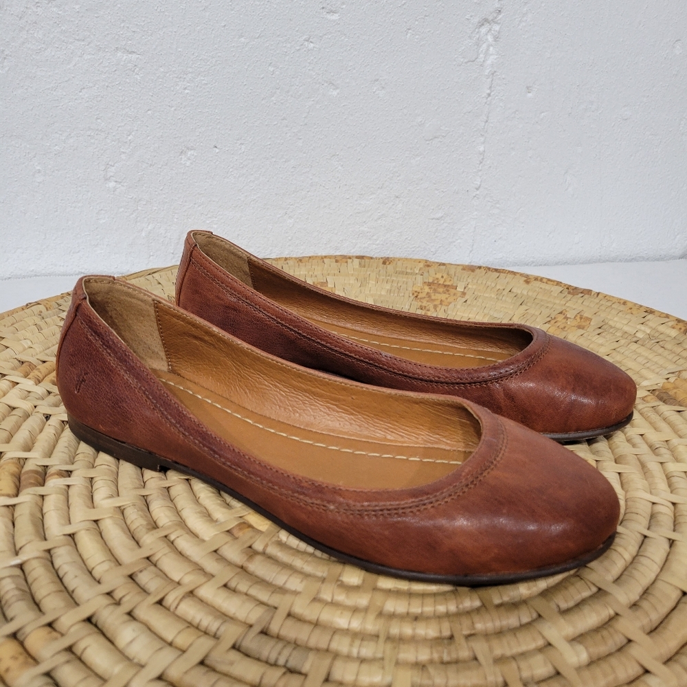 Frye Carson Ballet Brown Leather Flats Size 9.5